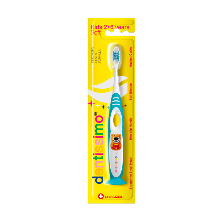 Дитяча зубна щітка Dentissimo Kids блакитна, 2-6 років, м'якої жорсткості, 1 шт